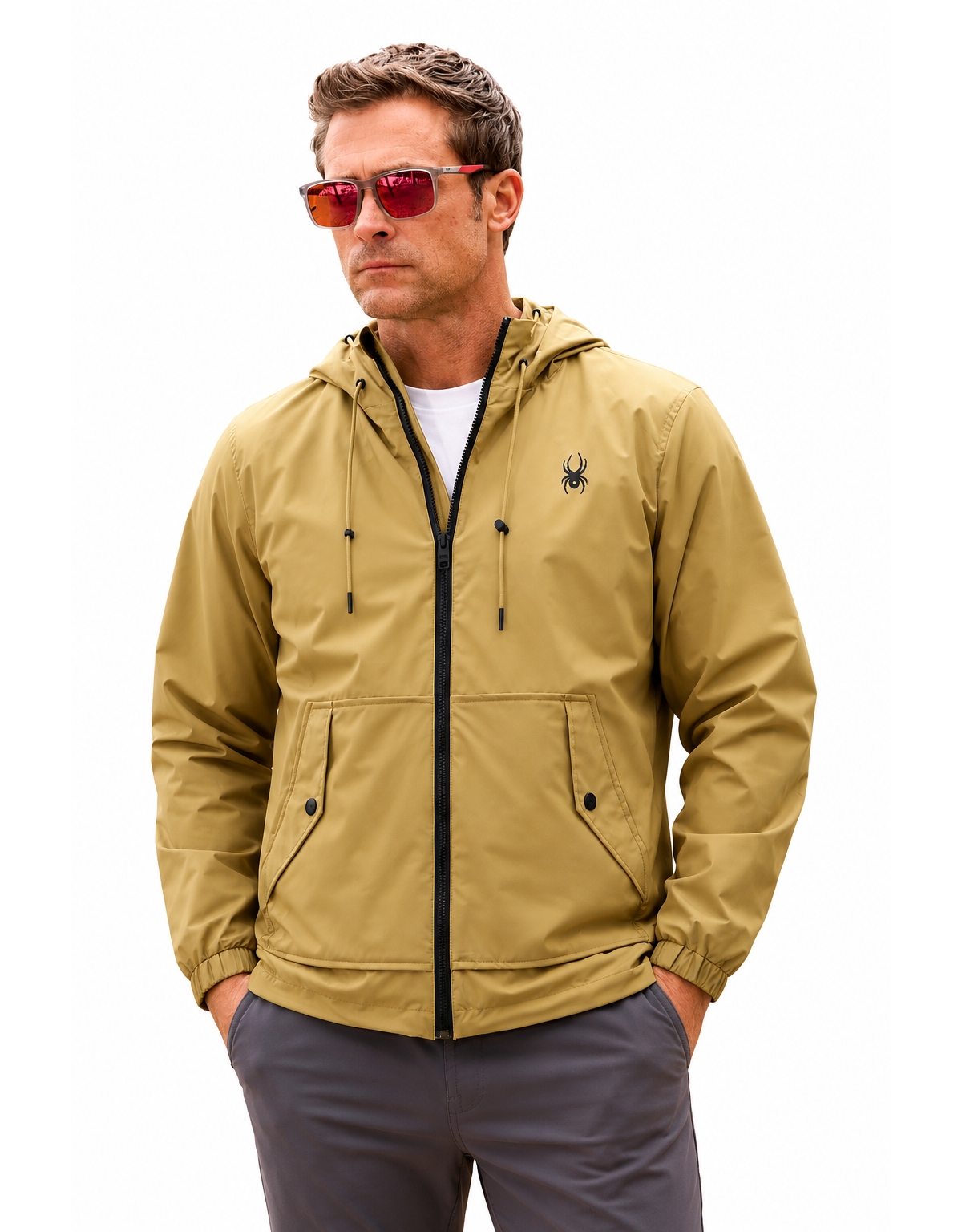 Spyder Men's Gale Lightweight Hooded Windbreaker - Khaki