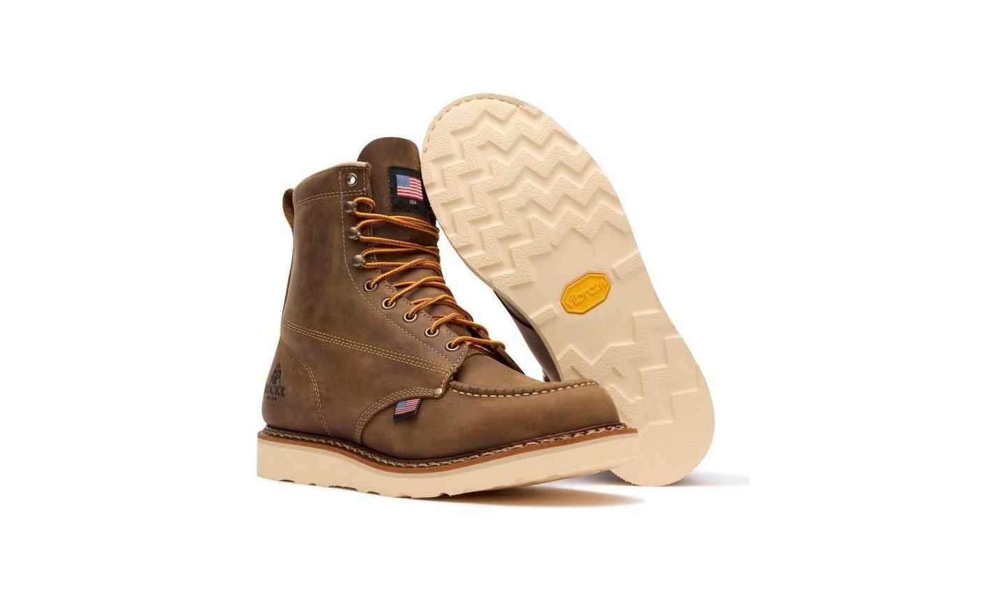 Мужские ботинки ROCKY Heritage 32 8-Inch Moc Toe Leather Work Boots, цвет: Коричневый — фото 2