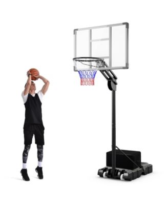 Basketball Hoop, 4.9 to 10 ft Adjustable Portable System with 39 x 26 in Shatterproof Backboard, Free Weight Bag and Safety Locking Latch