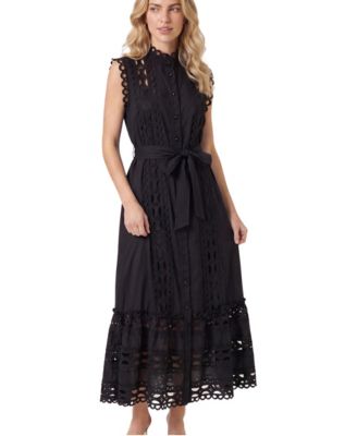 Women's Sleeveless High-Neck Lace Overlay Maxi Dress