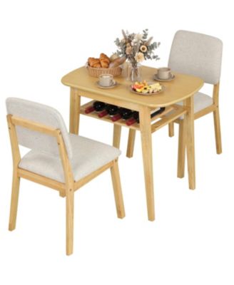3 Piece Dining Table Set for 2 with Upholstered Chairs