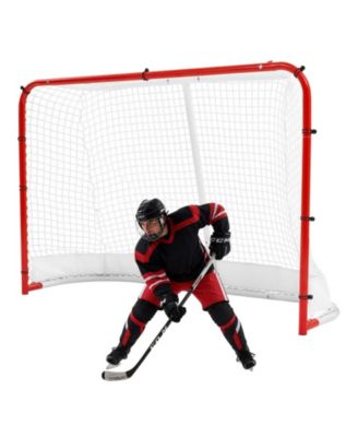 Street Hockey Goal, Steel Hockey Net with Powder-Coated Frame, 5-Ply Mesh Rope and Snap-Lock Assembly