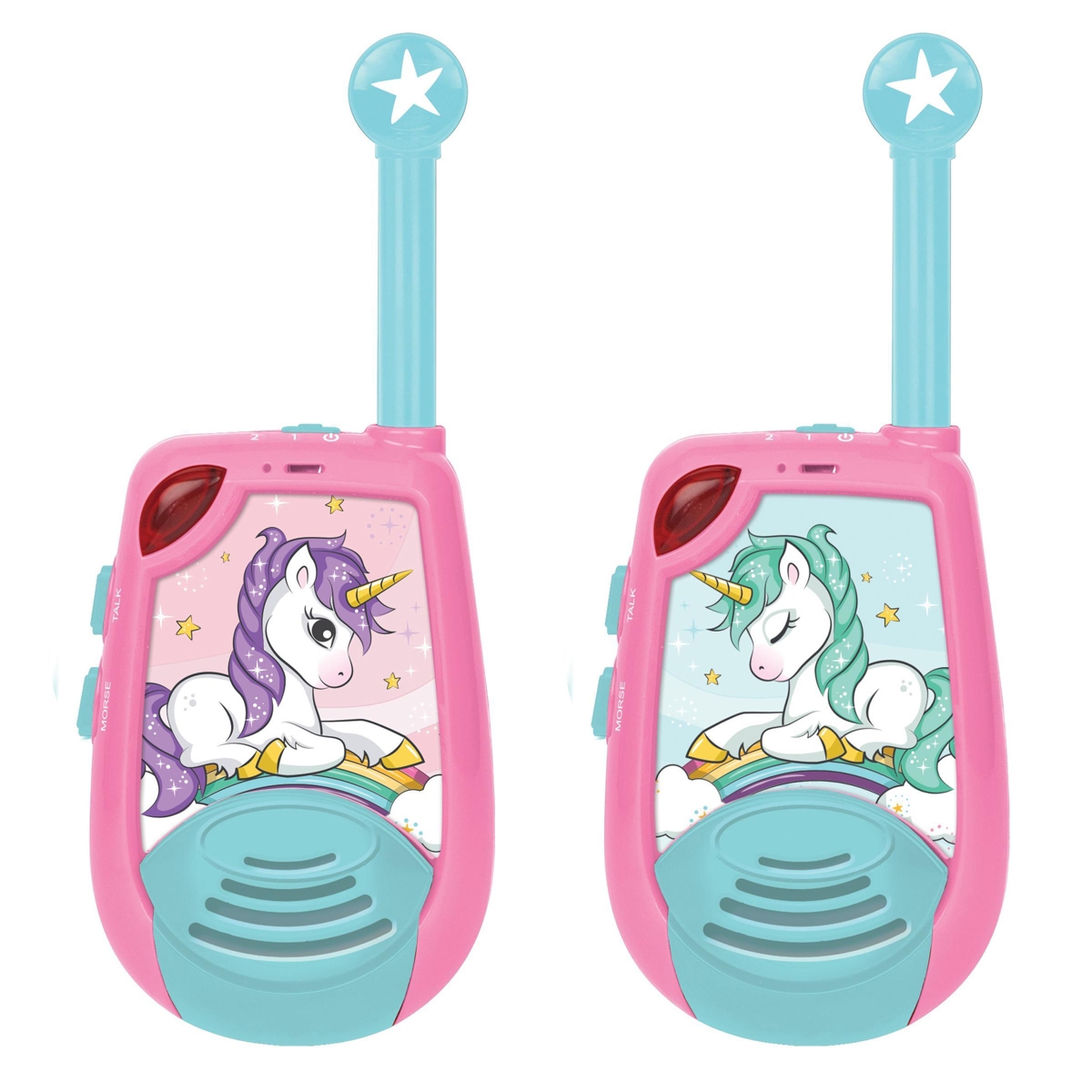 Lexibook Unicorn Digital Walkie-Talkies with Morse Light, 2-km Range, 2-Piece Set, TW25UNI - Pink