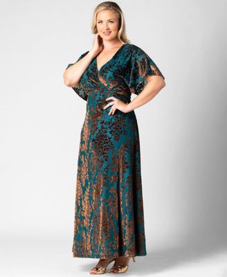 Kiyonna Plus Size Twilight Velvet Surplice V-Neck Empire-Waist Gown