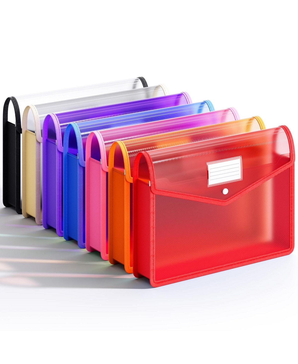 Four Candies Plastic Expanding File Folder Snap Closure Large Capacity Label Pocket Organizer - Miscellaneous
