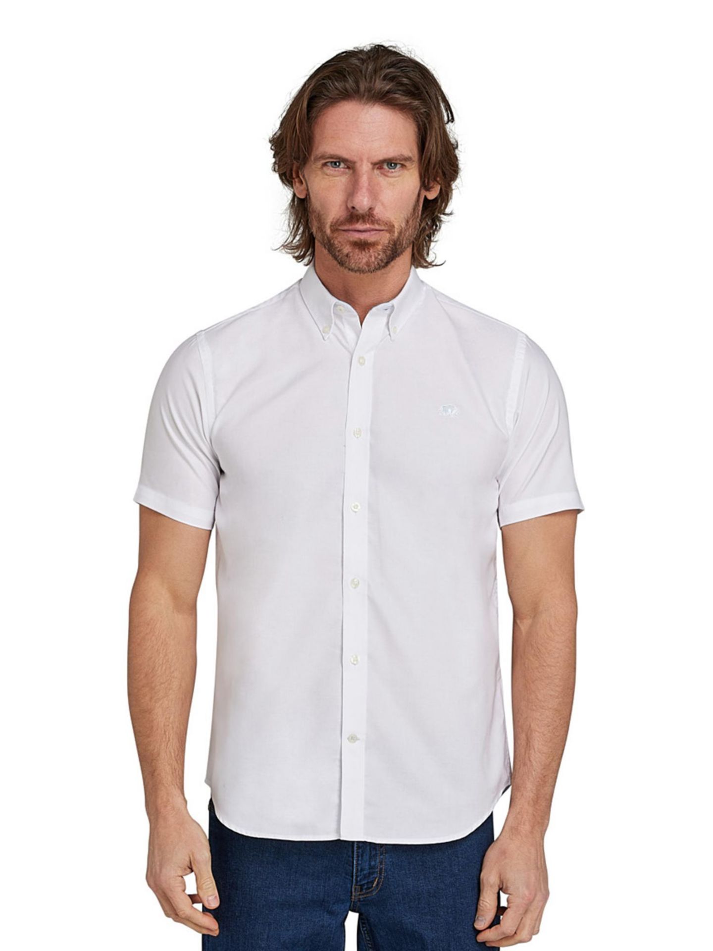 Мужская рубашка Raging Bull Classic Slim-Fit Lightweight Oxford Short-Sleeve, цвет: Белый — фото 1