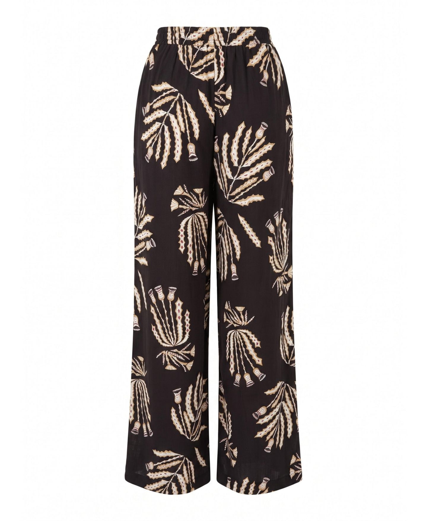 Женские брюки Modenaire Botanical Print Drawstring Wide Leg, цвет: Чёрный — фото 6