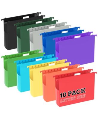 10 Plastic Hanging File Folders Letter Size Assorted Colors