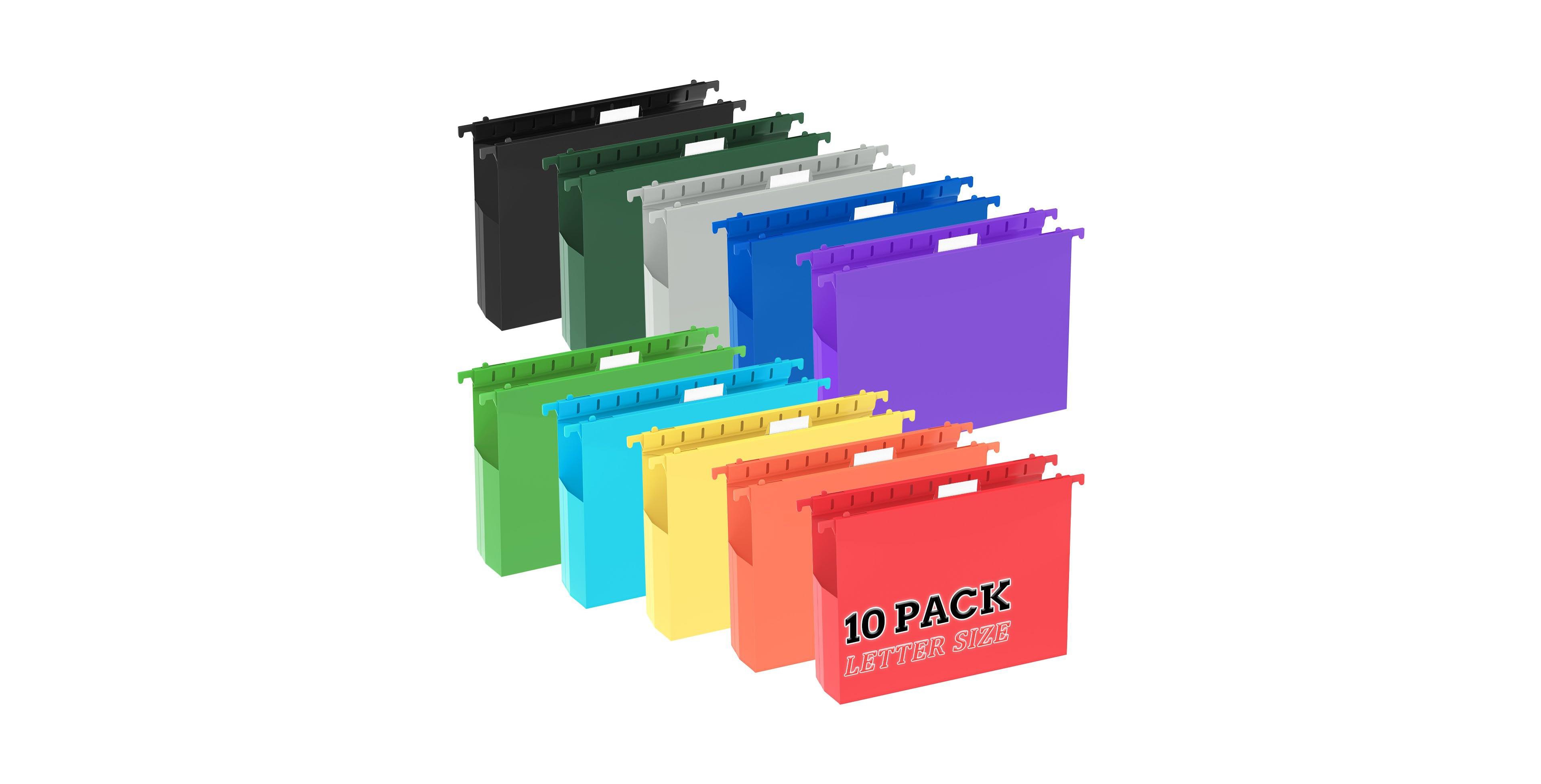 Four Candies 10 Plastic Hanging File Folders Letter Size Assorted Colors