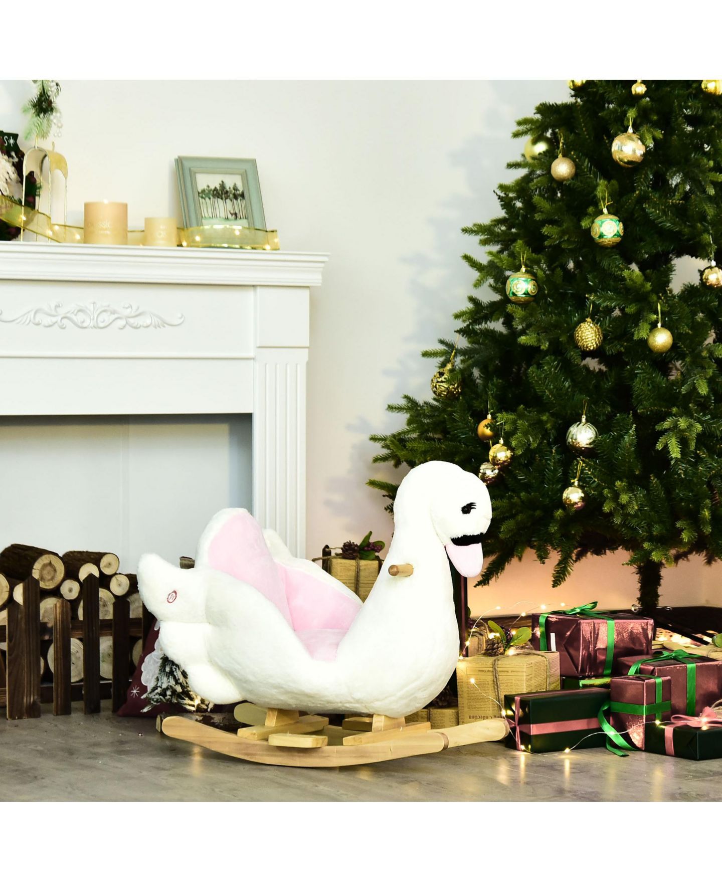 Детская мягкая игрушка Glintex Rocking Swan Plush Rocker with Music, Ages 18 Months+, цвет: Белый / Розовый — фото 9