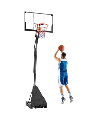 Basketball Hoop, Hand-Crank 8 to 10 ft Adjustable Basketball Goal with 43.3 in Shatterproof Backboard, Rebound Board and Fillable Base