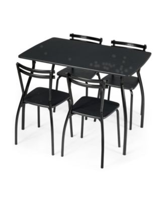 5 Pieces Dining Table Set with 4 Chairs and Backrests