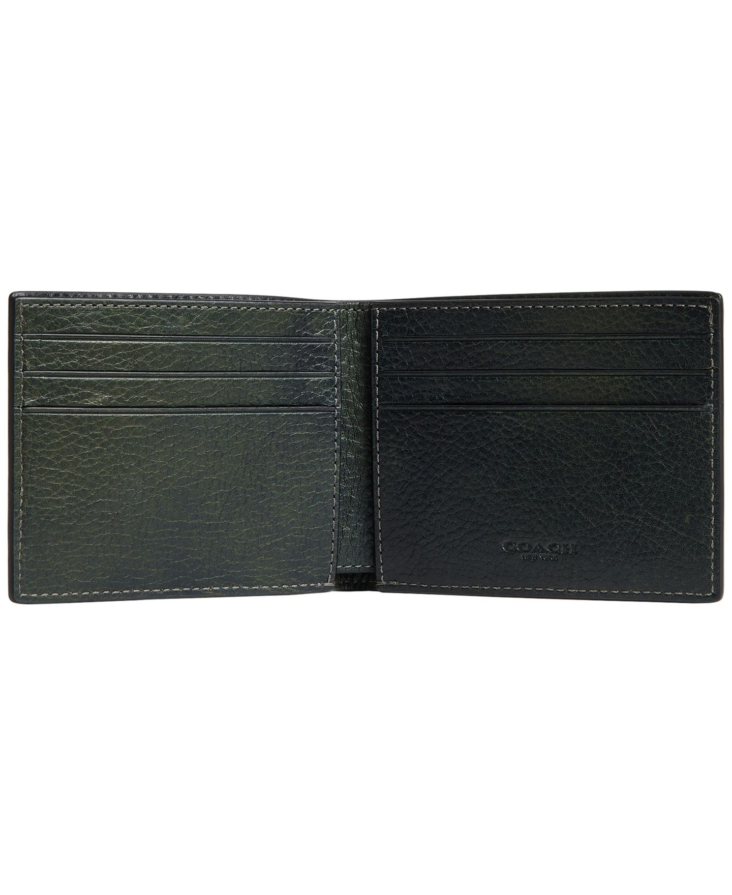 Мужской кошелёк COACH Slim Billfold Two Tone Wallet, цвет: Тёмно-синий / Зелёный — фото 2