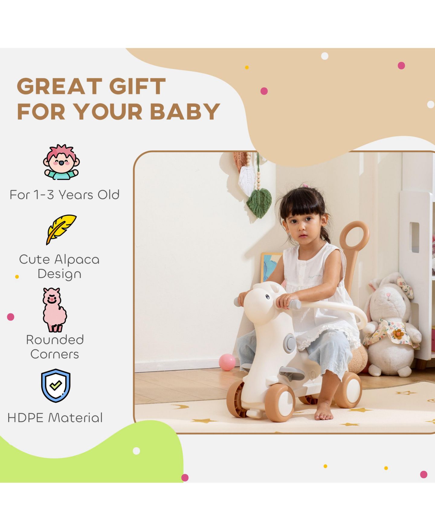 Детская игрушка Glintex 4-in-1 Rocking Horse with Detachable Balance Board and Push Handle, Ages 1-3, цвет: Коричневый — фото 6