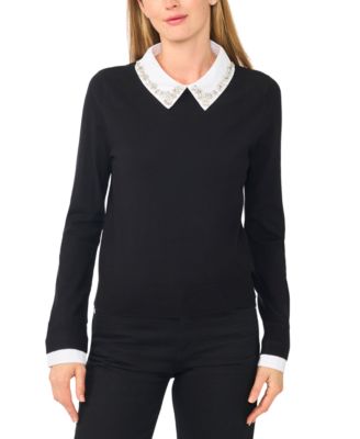 Women's Dupraz Jewel-Collar Long-Sleeve Sweater