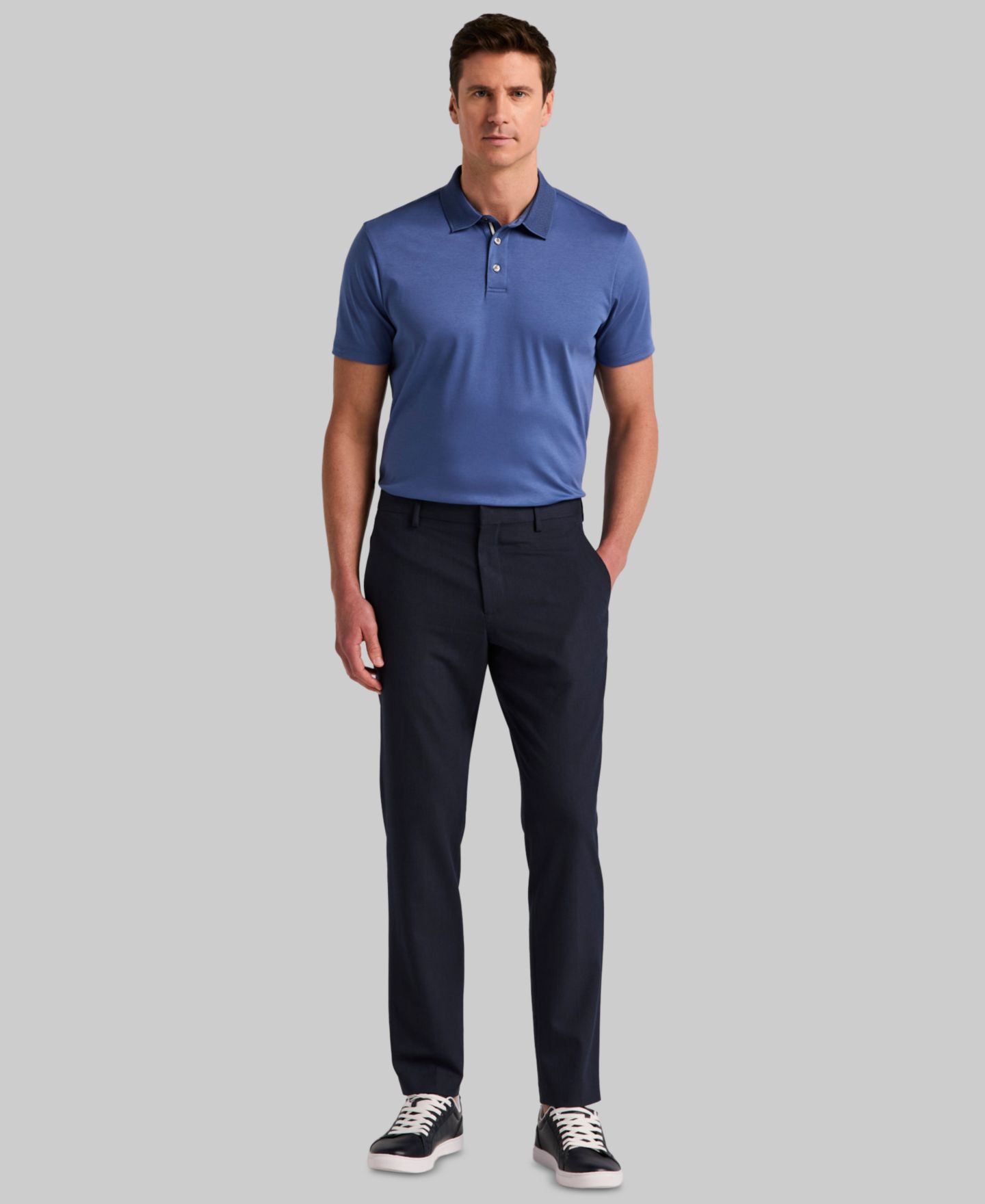 Мужские брюки Perry Ellis Regular-Fit Soft Touch Plainweave Stretch, цвет: Тёмный сапфировый — фото 2