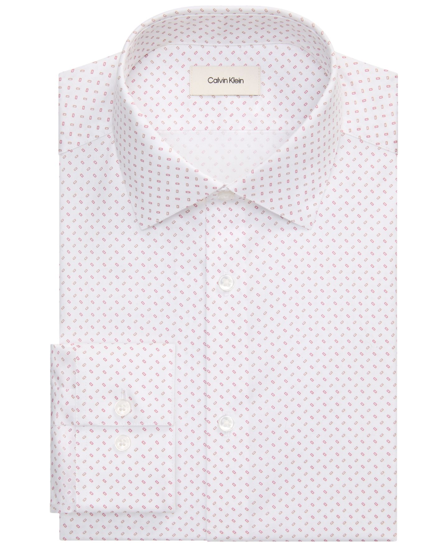 Мужская рубашка Calvin Klein Performance Wrinkle Free Slim-Fit Stretch Dress Shirt, цвет: Красный разноцветный — фото 3