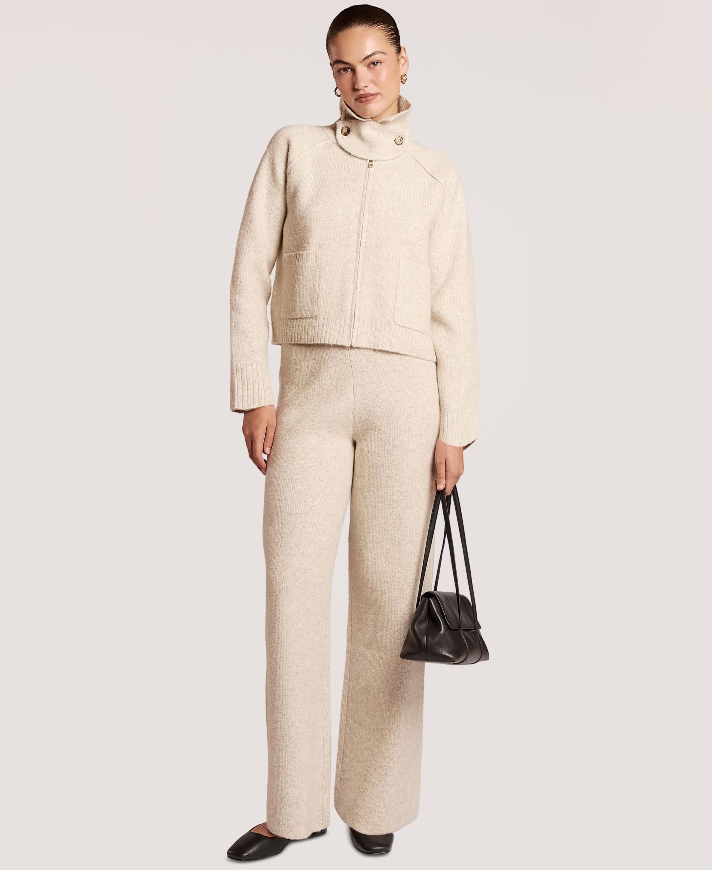 Женский кардиган 4th & Reckless Madeleine Long-Sleeve Full-Zip Funnel-Neck, цвет: Кремовый — фото 5