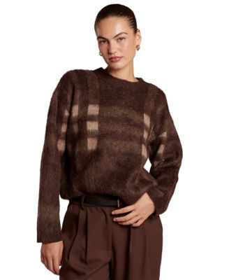Women's Noah Plaid Long-Sleeve Loose-Fit Sweater