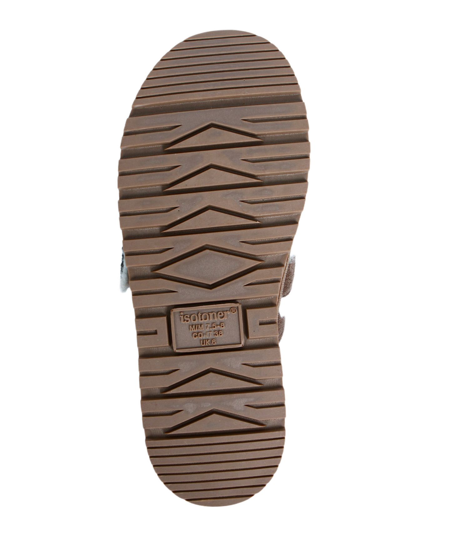 Женские тапочки Isotoner Signature Faux-Suede Buckle Scuff Memory Foam Slippers, цвет: Серо-бежевый — фото 3