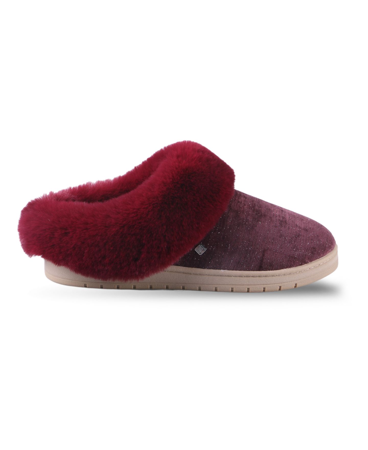 Женские сабо Isotoner Signature Faux Fur Trim Round-Toe, цвет: Burgandy — фото 2
