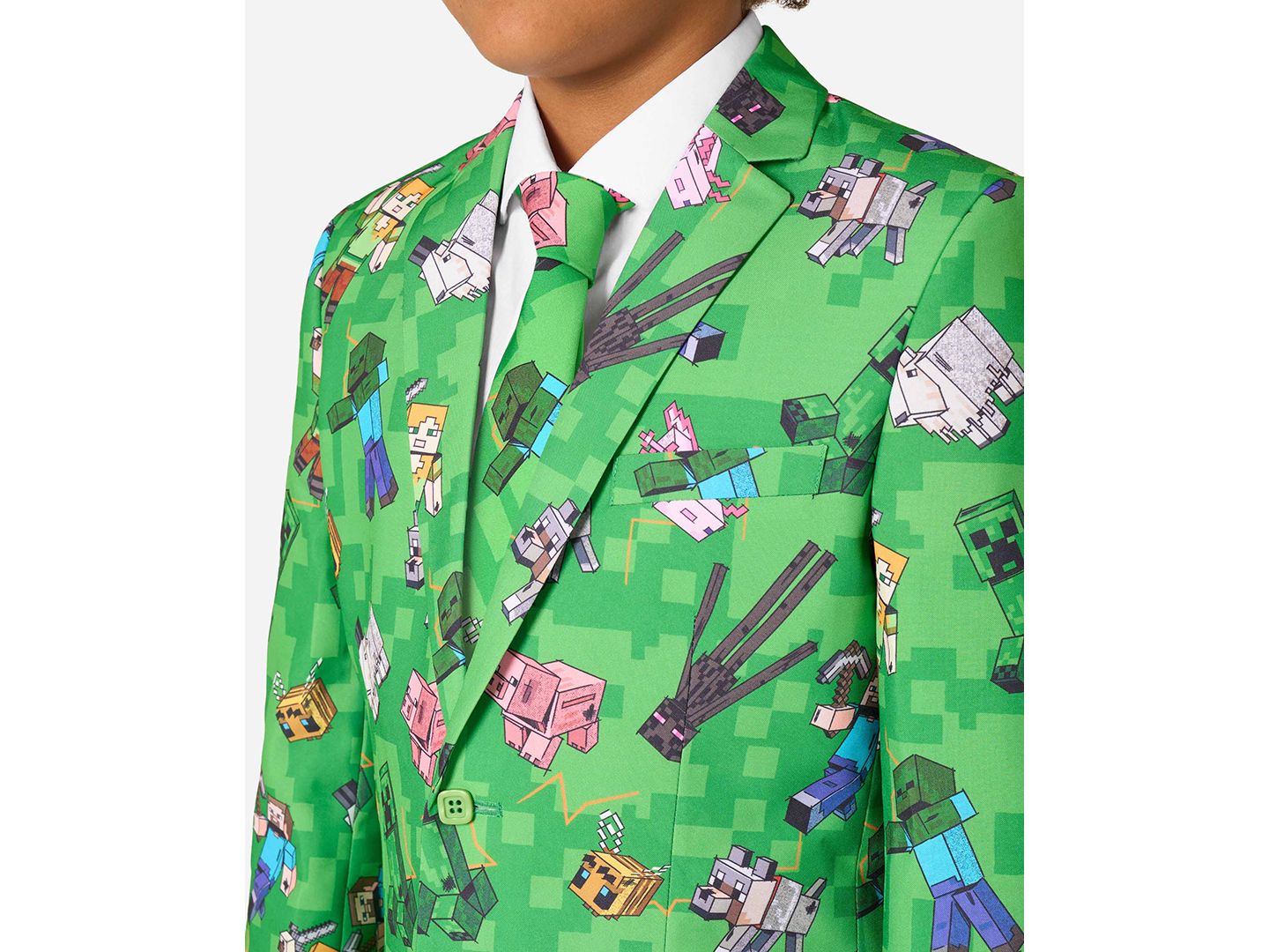 Детский комплект OppoSuits Minecraft: блейзер, брюки и галстук, 8-20, цвет: Зелёный — фото 6