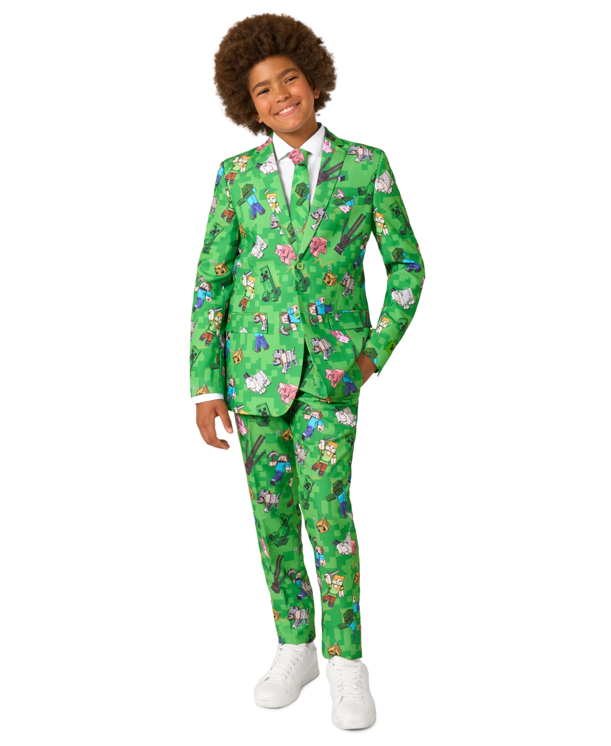Opposuits Kids' Boys' 8-20 Official Minecraft Suit Blazer, Pants And Tie, 3-piece Set In Green