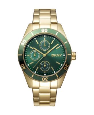 Women's Quartz Active Green Dial Water-Resistant Gold-Tone Stainless Steel Bracelet Watch, 38 mm
