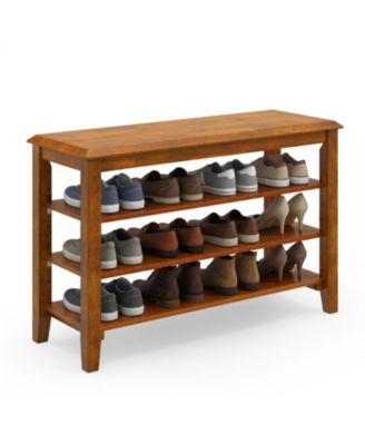 3 Tier Shoe Rack Bench with Adjustable Shelves for Entryway and Living Room