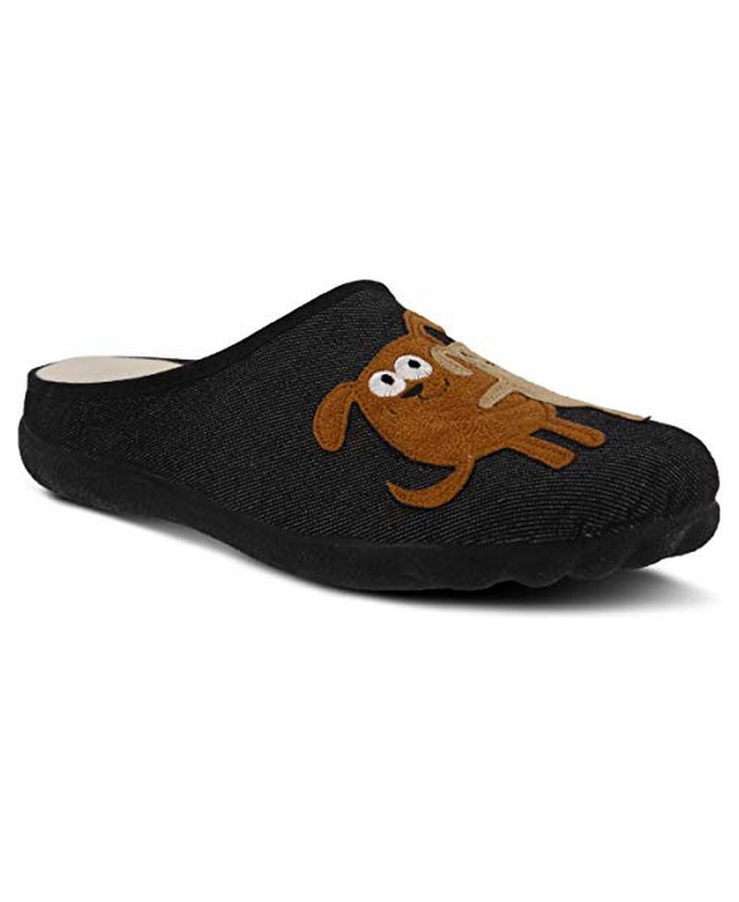 Женские тапочки Flexus Petlove Slip-On Slipper Floral with Embroidery, цвет: Чёрный разноцветный — фото 1