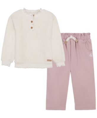 Baby Girls' Long-Sleeve Sherpa Top and Pants, 2-Piece Set