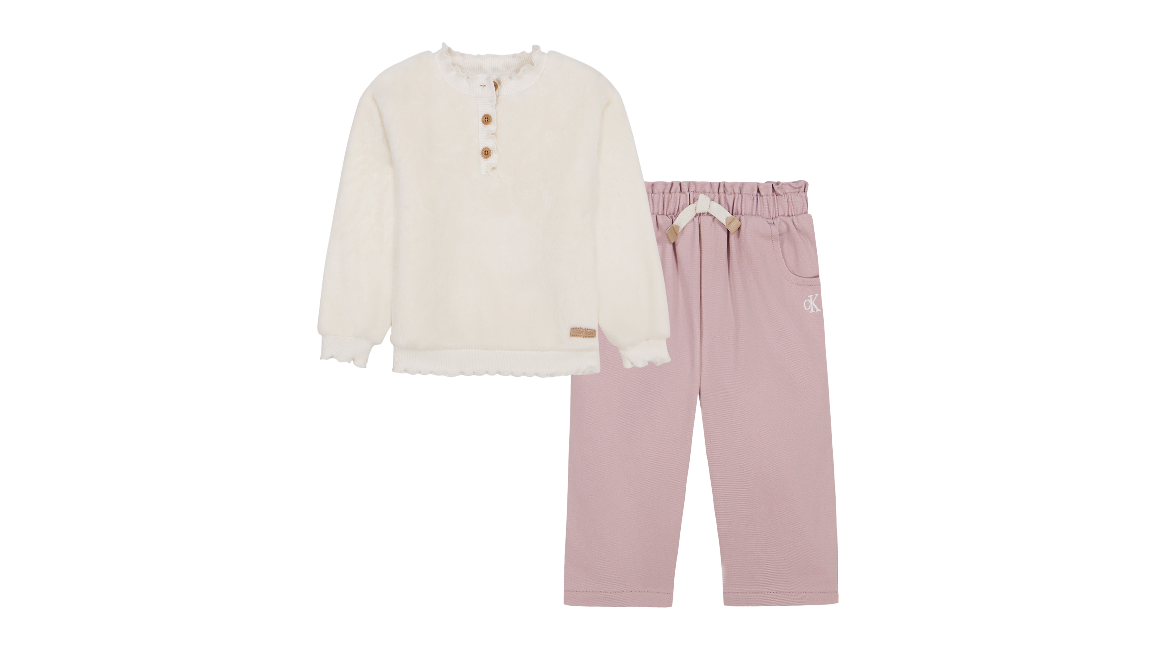 Calvin Klein Baby Girls' Long-Sleeve Sherpa Top and Pants, 2-Piece Set