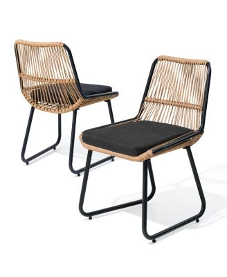Outdoor Patio Dining Chair Wicker Back with Cushion