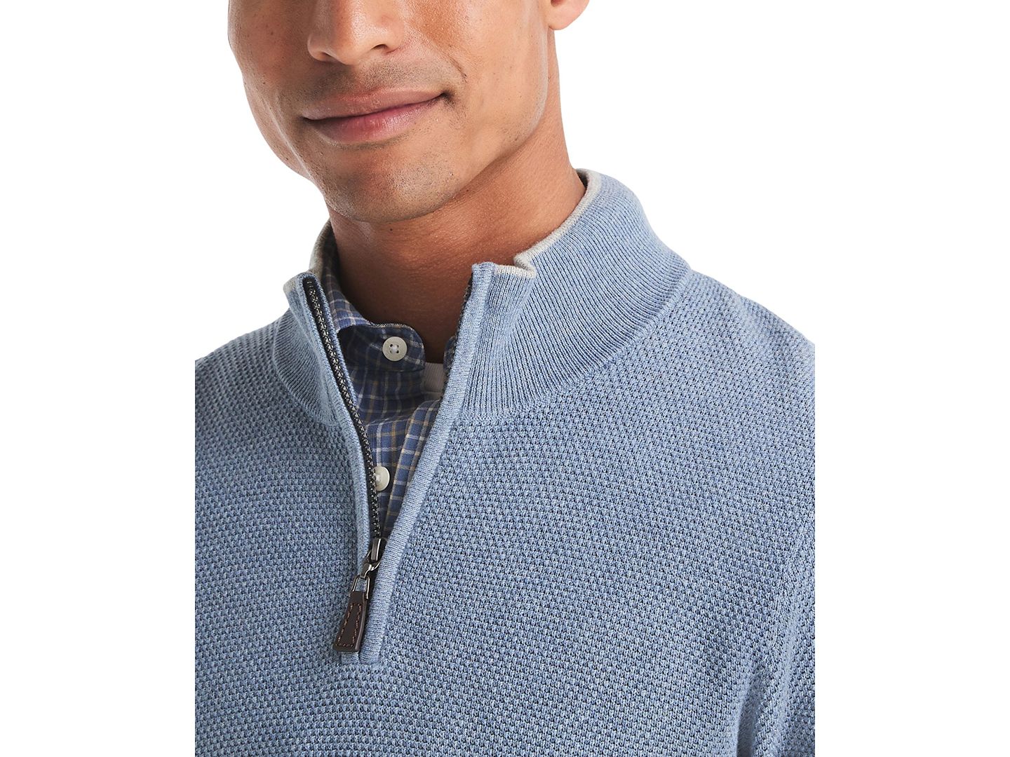 Мужской свитер Nautica Quarter-Zip Mock Neck Classic-Fit, цвет: Глубокий меланжевый — фото 4