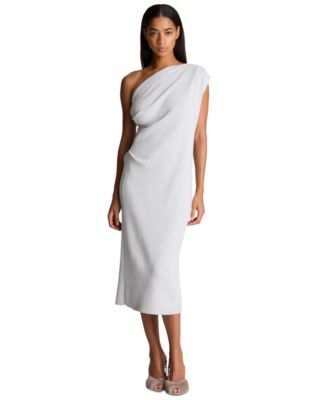 Women's One-Shoulder Sleeveless Midi Sweater Dress