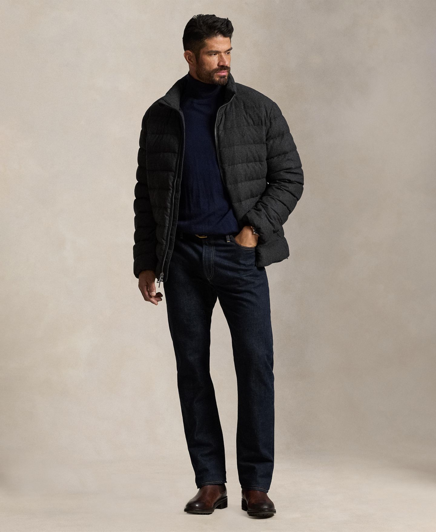 Мужская куртка Polo Ralph Lauren Big & Tall Colden Down Quilted-Herringbone Regular-Fit, цвет: Угольный — фото 2