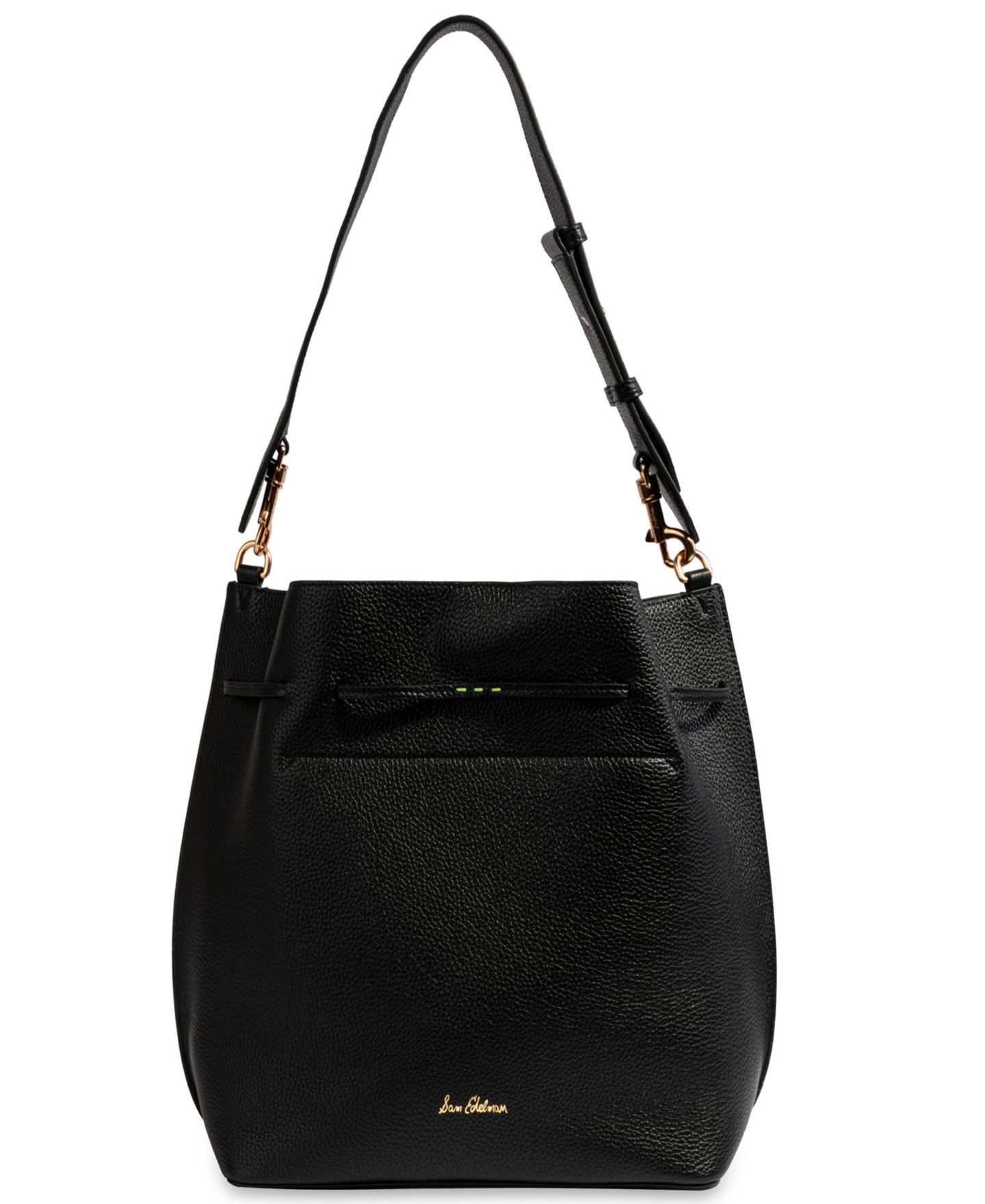 Женская сумка Sam Edelman Kate Large Leather Bucket, цвет: Чёрный — фото 2