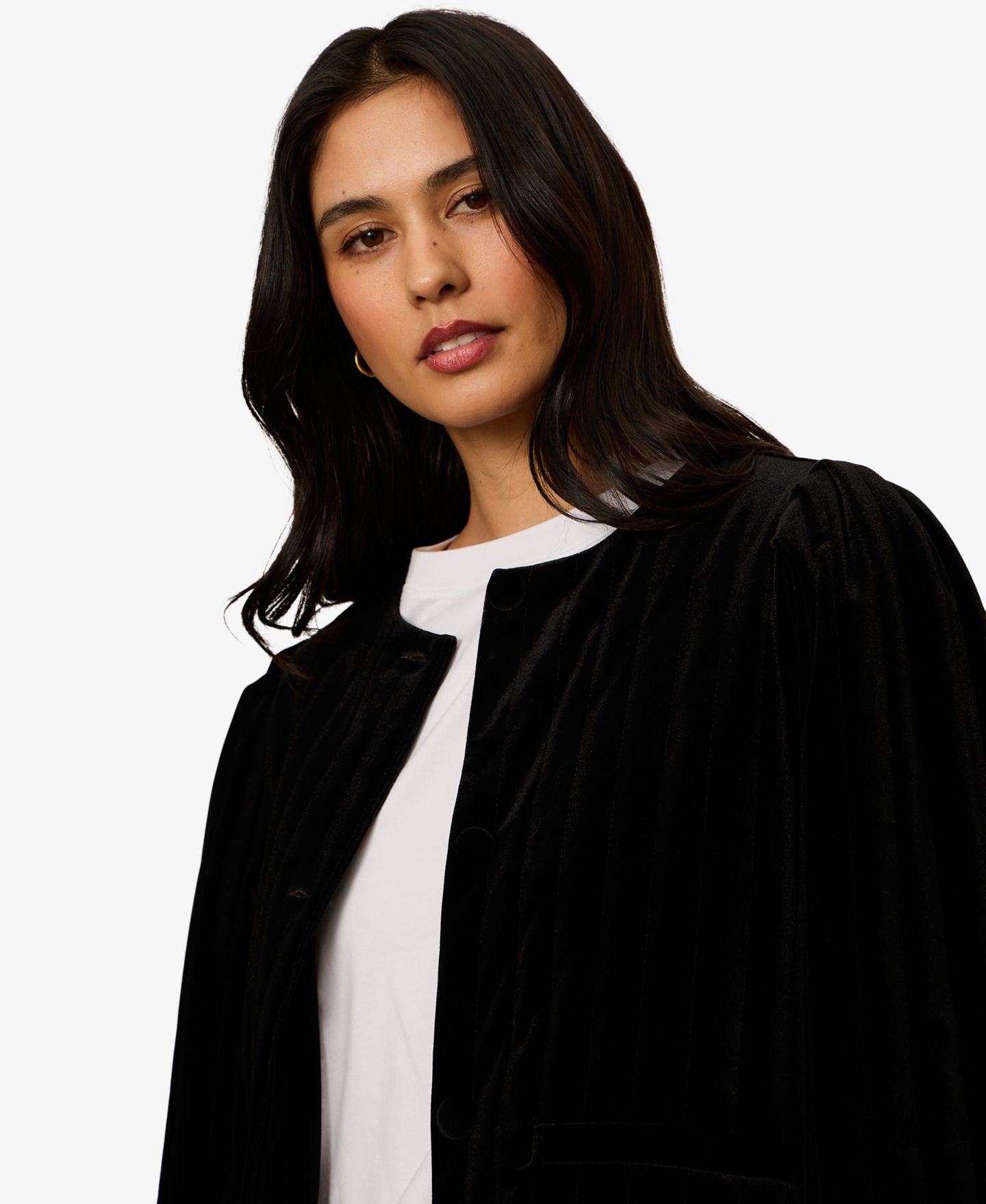 Женская куртка Sanctuary Pepper Velvet Cropped Puff-Sleeve, цвет: Чёрный — фото 5