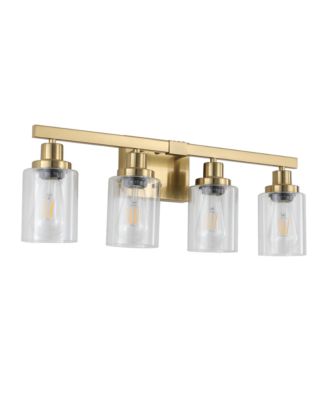 24 Inch Modern Iron Vanity Light 4 Lights Clear Glass Shades Bathroom Wall Fixture for Mirror