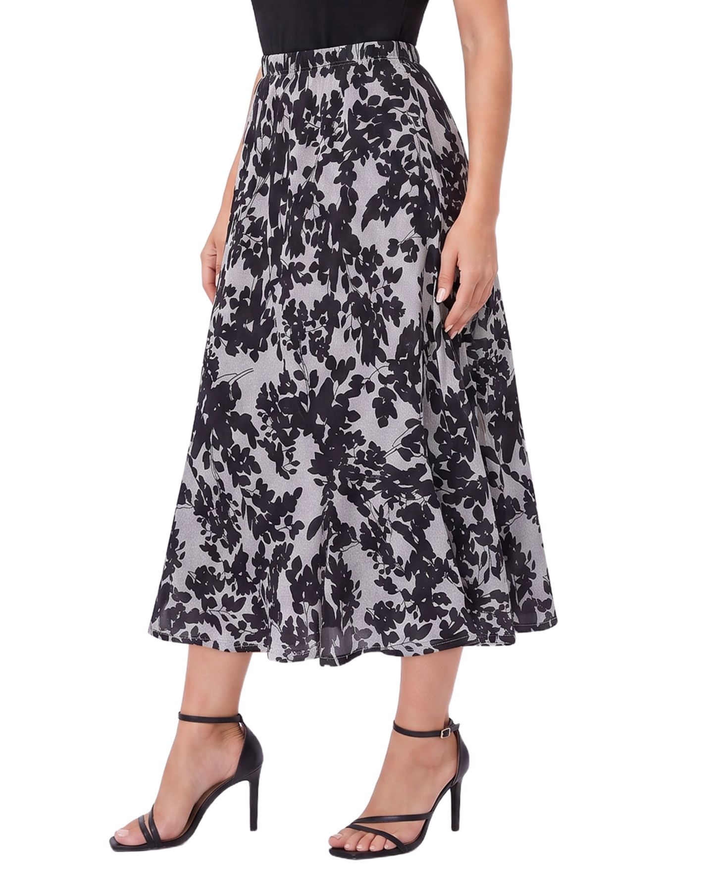 Женская юбка NY Collection High-Waisted Midi A-Line, цвет: Чёрный серый — фото 2