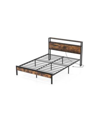 Twin Full Queen Bed Frame with Storage Headboard and Charging Station Queen Size