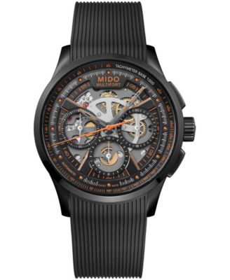 Men's Automatic Multifort Skeleton Chronograph Black Rubber Watch 43mm