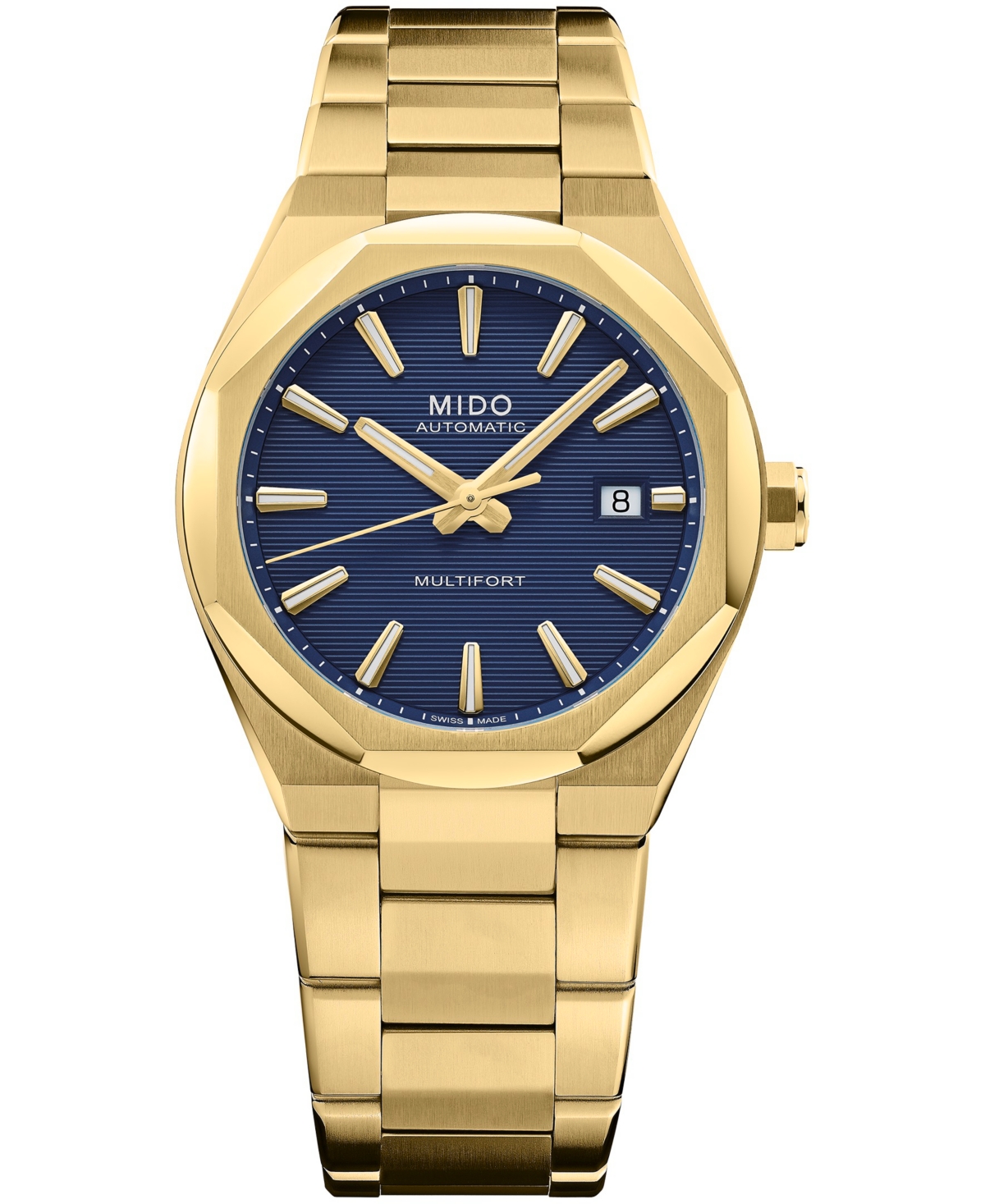 Mido Men's Swiss Automatic Multifort 8 One Crown Water-Resistant to 100 Meters Gold-Tone Stainless Steel Bracelet Watch, 40mm