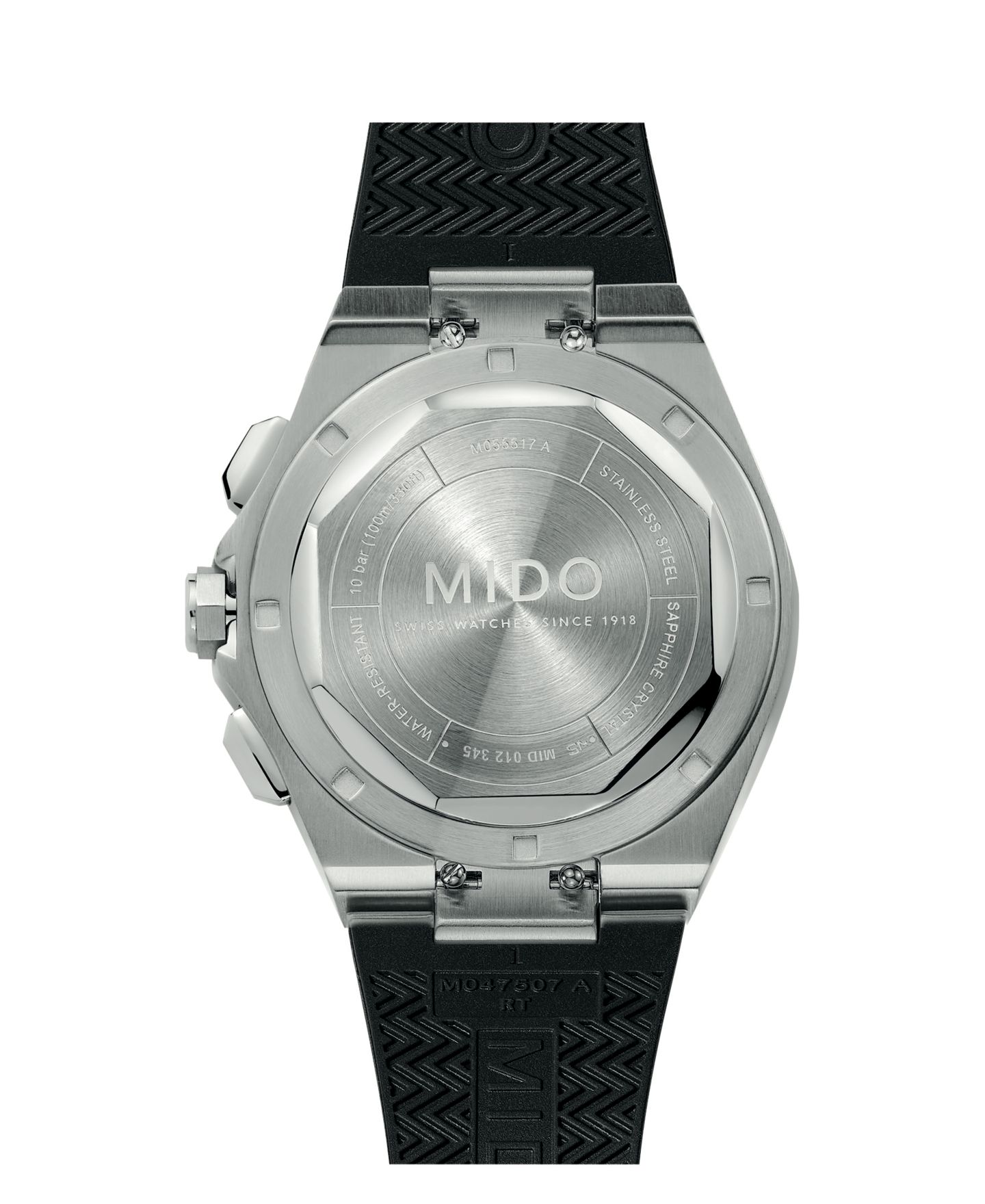 Мужские часы Mido Swiss Quartz Multifort 8 Chronograph Black Rubber Strap Watch 42mm — фото 3