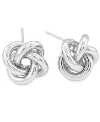Love Knot Stud Earrings in Silver or Gold Plating