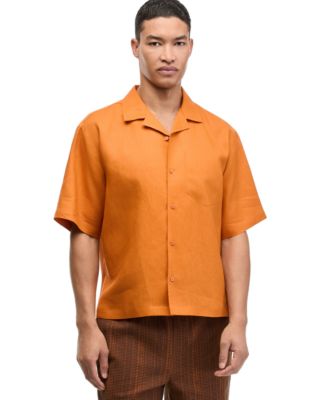 Men's Boxy-Fit Short-Sleeve Linen Camp Shirt