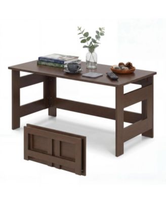 Portable Low Floor Table with Foldable Legs for Living Room