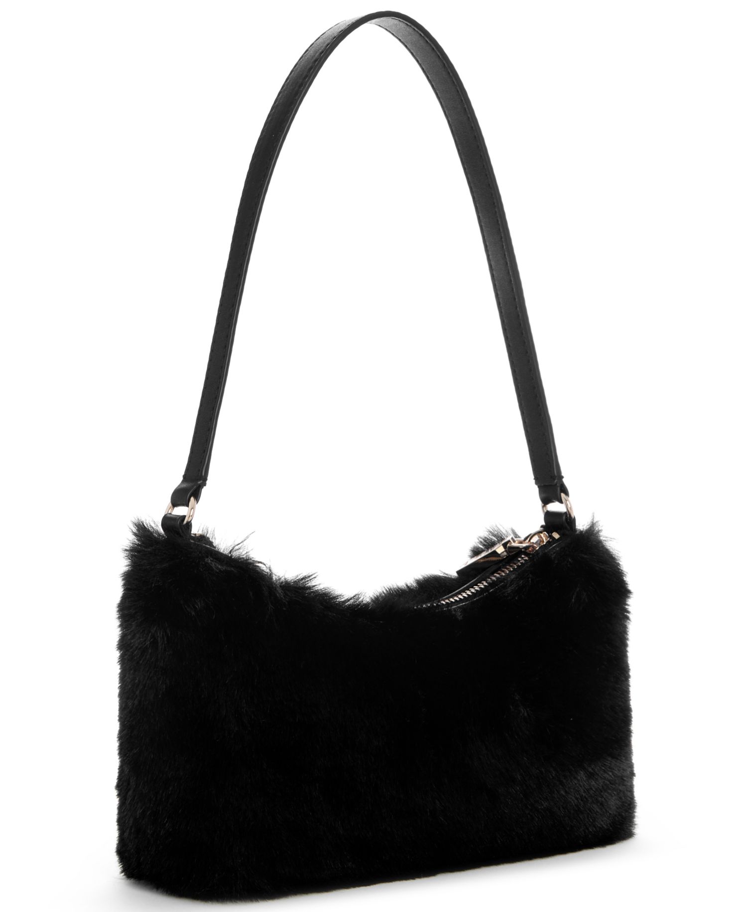 Faux Fur Shimmer Small Shoulder Handbag