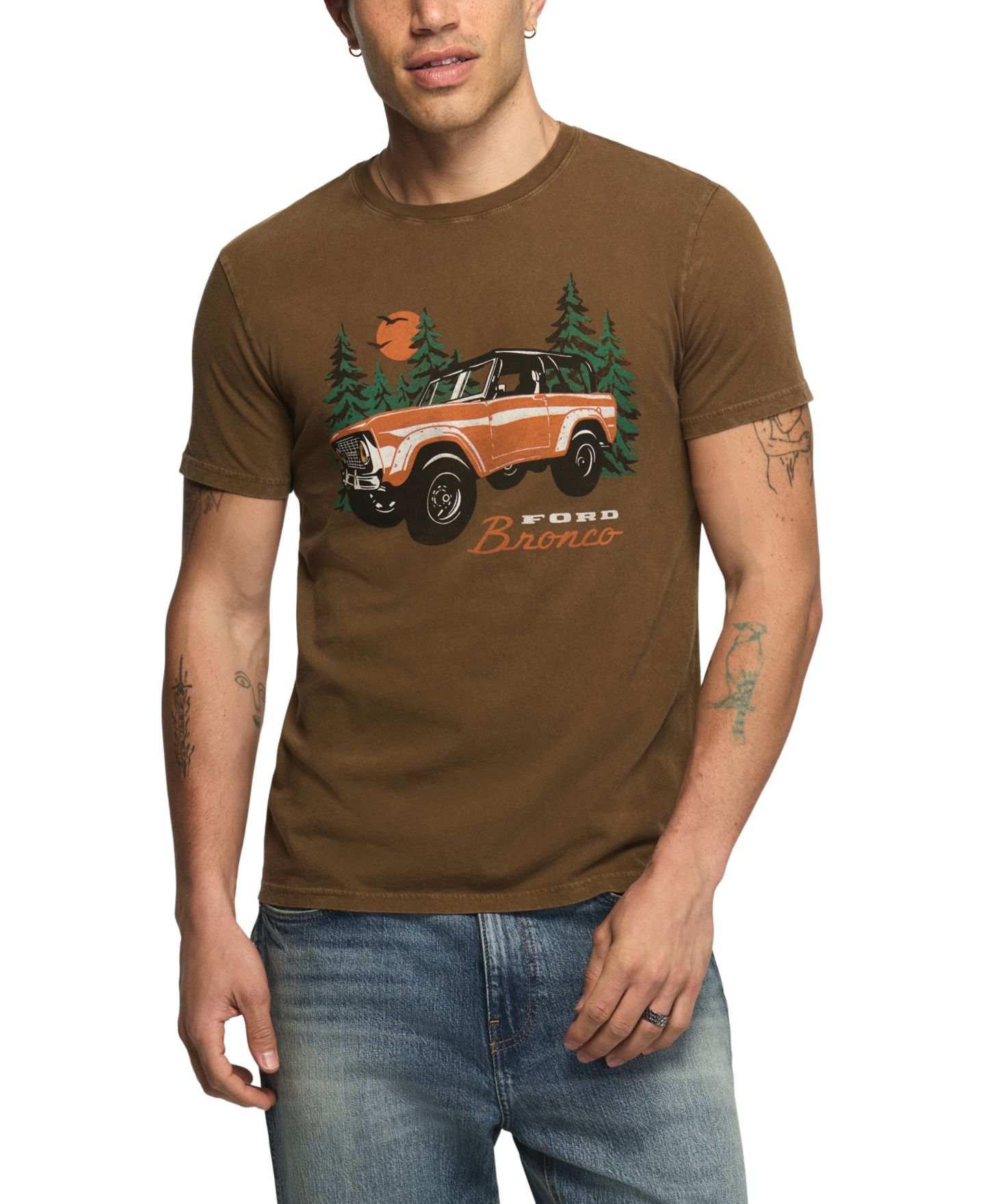 Мужская футболка Lucky Brand Ford Bronco Retro Burnout Graphic, цвет: Пустынный пальмовый — фото 1