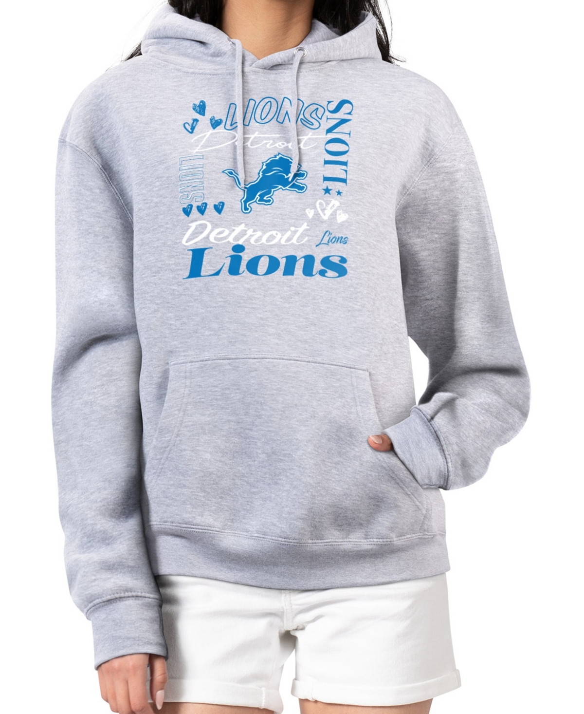 G-iii 4Her by Carl Banks Women's Detroit Lions Graphic Fleece Pullover Hoodie